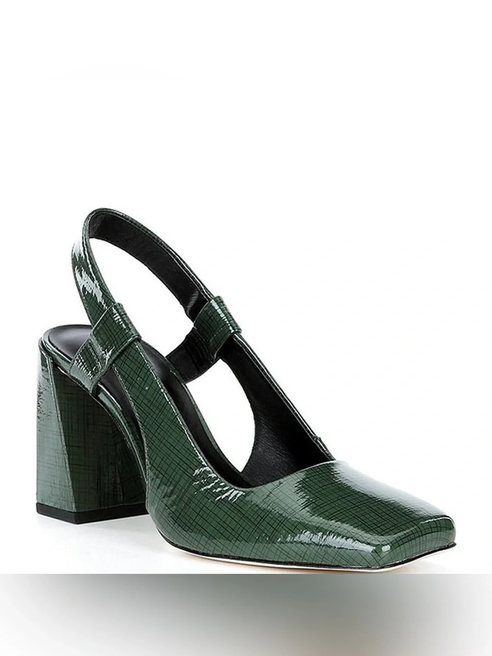 NWT Antonio Melani Salma Printed Patent Leather Slingback Pumps Oxford Green